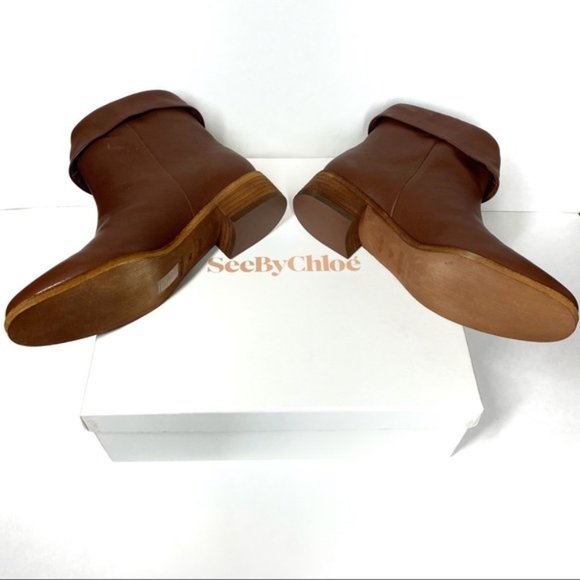 See By Chloe Masha Leather Cuff Ankle Boots Light Brown Size 6.5 NIB NWT - Picture 6 of 12